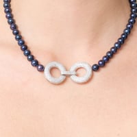 عقد سكون - سلسال لؤلؤ طبيعي زراعي - أسود