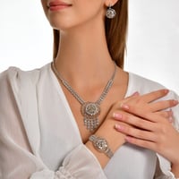 طقم الصحراء - طقم فضه فخم مرصع بأحجار زركون