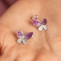 حلق فراشة - حلق فضة عيار 925 - مطلي ذهب