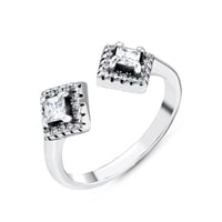 خاتم نسائي فضة عيار 925 بأحجار زركون ماسية - خاتم...