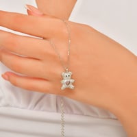 قلادة فضة نسائية بأحجار الزيركون الماسية - قلادة ب...