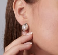 حلق لؤلؤ طبيعي - حلق اذن فضة عيار 925