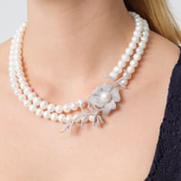 طقم وردة الأوركيد - طقم لولو طبيعي زراعي - فضة عيا...