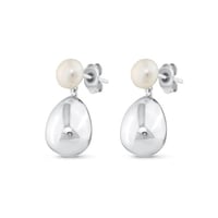 حلق لؤلؤ طبيعي - فضة عيار 925 - حلق أنوار