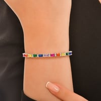 بنجرة فضة بأحجار زركون ملونة - بنجرة ألوان الحياة