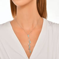 قلادة نسائية فضة عيار 925 بأحجار الزيركون الزرقاء...