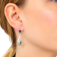 حلق فضة عيار 925 - احجار خضراء - حلق الدمعة