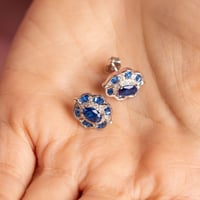 حلق فضة عيار 925 - أحجار زرقاء - حلق حصة