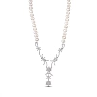 طقم وَرد - طقم لؤلؤ طبيعي زراعي - فضة عيار 925