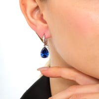 حلق حجر ازرق - حلق فضة عيار 925