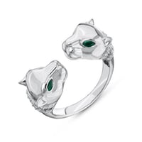 خاتم نسائي فخم من الفضة عيار 925 وحجر زركون أخضر -...