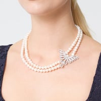 عقد فراشة السمو - عقد لولو طبيعي زراعي - تصميم طبق...