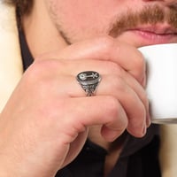 خاتم رجالي سيفين ونخله - فضة عيار 925