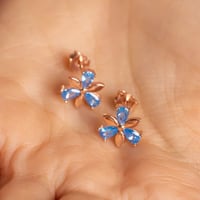 حلق فضة عيار 925 مطلي ذهب - حلق وردة الأوركيد