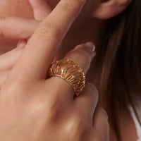 خاتم نسائي مطلي ذهب - فضة عيار 925 - خاتم خيوط الش...