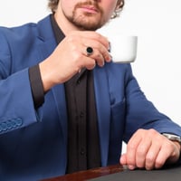 خاتم رجالي دائري اسود - فضة عيار 925 - خاتم كنان