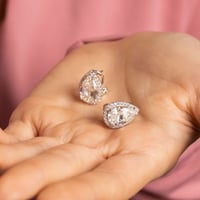 حلق فضة عيار 925 مرصع بأحجار زركون - حلق حكاية