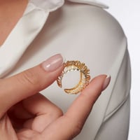 خاتم نسائي مطلي ذهب - فضة عيار 925 - خاتم خيوط الش...