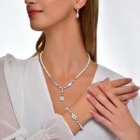 طقم باقيت - طقم لولو طبيعي زراعي - فضة عيار 925