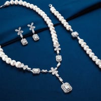 طقم وردة باقيت - طقم لولو طبيعي زراعي - فضة عيار 9...