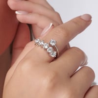 خاتم فضة للنساء حجر زركون - فضة عيار 925 - خاتم اد...