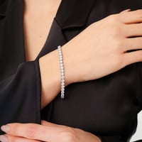 أسوارة نسائية فضة عيار 925 مرصعة بأحجار زركون - أس...