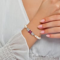 طقم فضة بإحجار حمراء