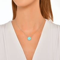 قلادة فضة نسائية بأحجار الزيركون الزرقاء - قلادة ا...