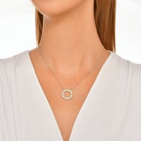 قلادة فضة نسائية بأحجار الزيركون الماسية - قلادة ا...