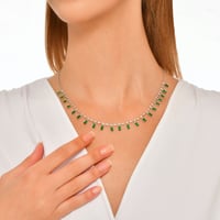 قلادة نسائية فضة بأحجار زركون خضراء - قلادة ربيع ا...