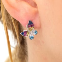 حلق فراشة فضة عيار 925 مرصع بأحجار زركون