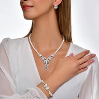 طقم إشراقة - طقم لؤلؤ طبيعي زراعي - فضة عيار 925