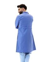 لاب كوت رجالي أزرق بأزرار – ياقة كلاسيكية وجيوب أم...