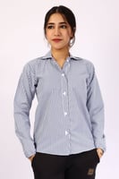 بلوزه كحلي مقلم لجميع المراحل