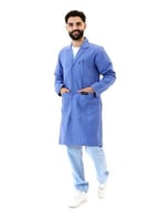 لاب كوت رجالي أزرق بأزرار – ياقة كلاسيكية وجيوب أم...