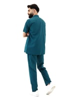 طقم سكراب طبي رجالي سحاب لون بترولي للتمريض والعيا...