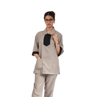 يونيفورم عاملات المنزل قماش كتان مع تطريز دانتيل