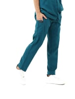 طقم سكراب طبي رجالي سحاب لون بترولي للتمريض والعيا...