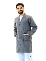لاب كوت طبي رجالي رمادي – تصميم كلاسيكي بفتحة صدر...
