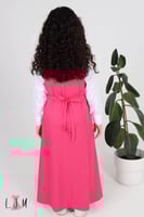 مريول ابتدائي ببيونه مع حزام وازرار وردي 1001