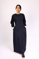 مريول متوسط كحلي شيال سادة مع حركات سواره قماش شتو...