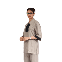 يونيفورم عاملات المنزل قماش كتان مع تطريز دانتيل