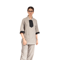 يونيفورم عاملات المنزل قماش كتان مع تطريز دانتيل