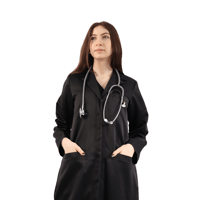 لاب كوت اسود طويل - نسائي