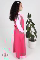 مريول ابتدائي وردي موديل مميز مع كسرات 1002