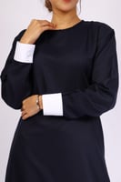 مريول متوسط كحلي شيال سادة مع حركات سواره قماش شتو...