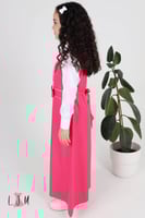 شيال مريول ابتدائي ببيونه مع حزام وازرار وردي 1001...