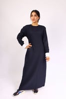 مريول متوسط كحلي شيال سادة مع حركات سواره قماش شتو...