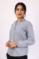 بلوزه كحلي مقلم لجميع المراحل