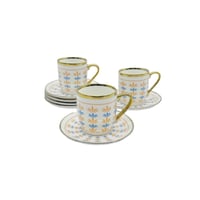 كوب الطيبين سيراميك ازرق برتقالي بصحن